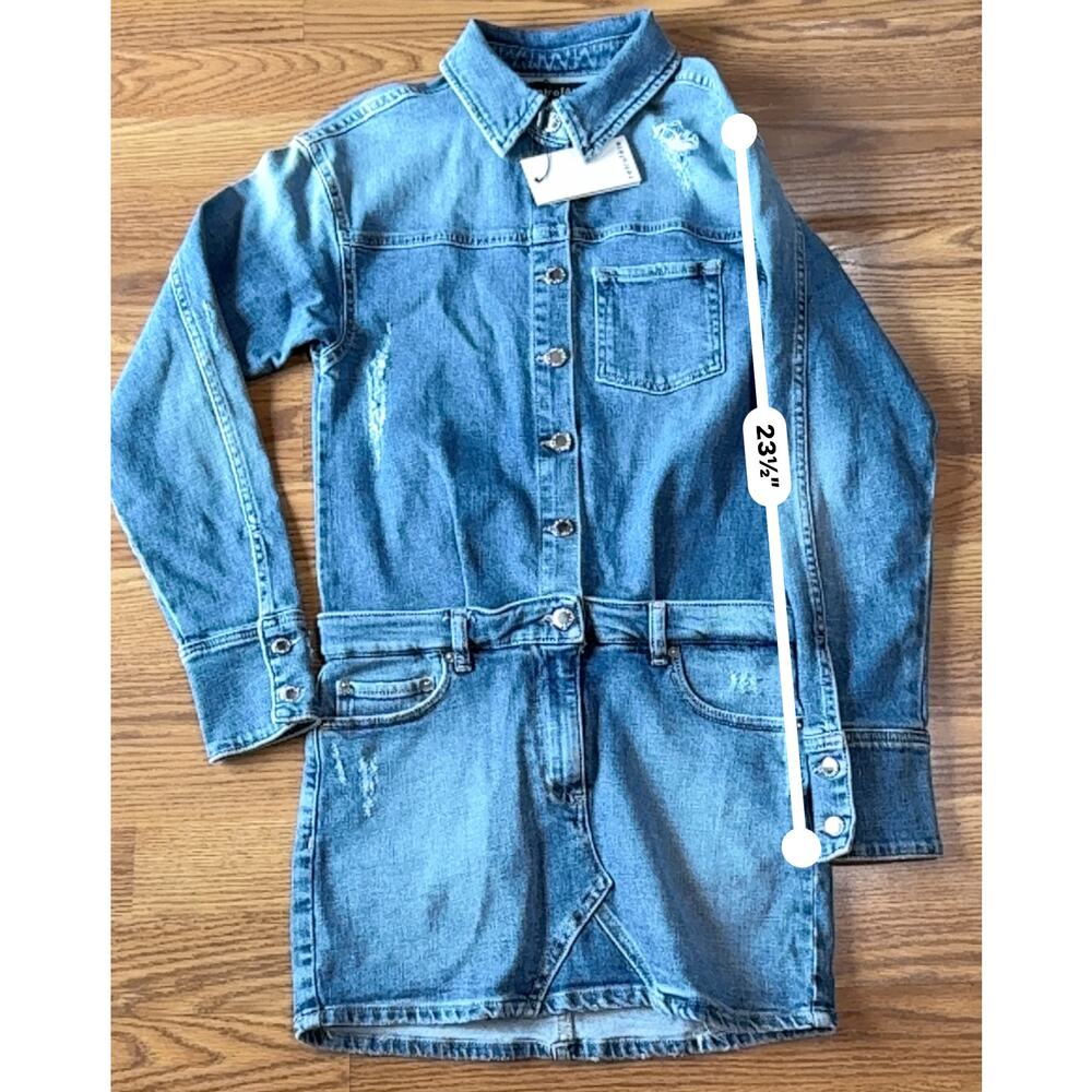 Retrofête River Blue Denim Button Front Mini Dress Designer Party XS - Picture 7 of 10